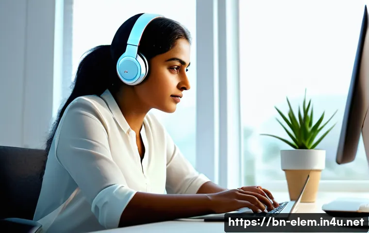 시간 관리 기술 - A focused Bengali professional woman sitting at a clean, organized desk in a quiet home office, wear...